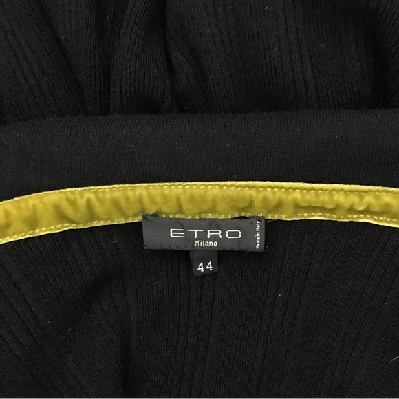 Etro Black & Teal Ruffled Cardigan Soft Angora Lace & Ribbon Detail M/44/8 - Picture 12 of 12